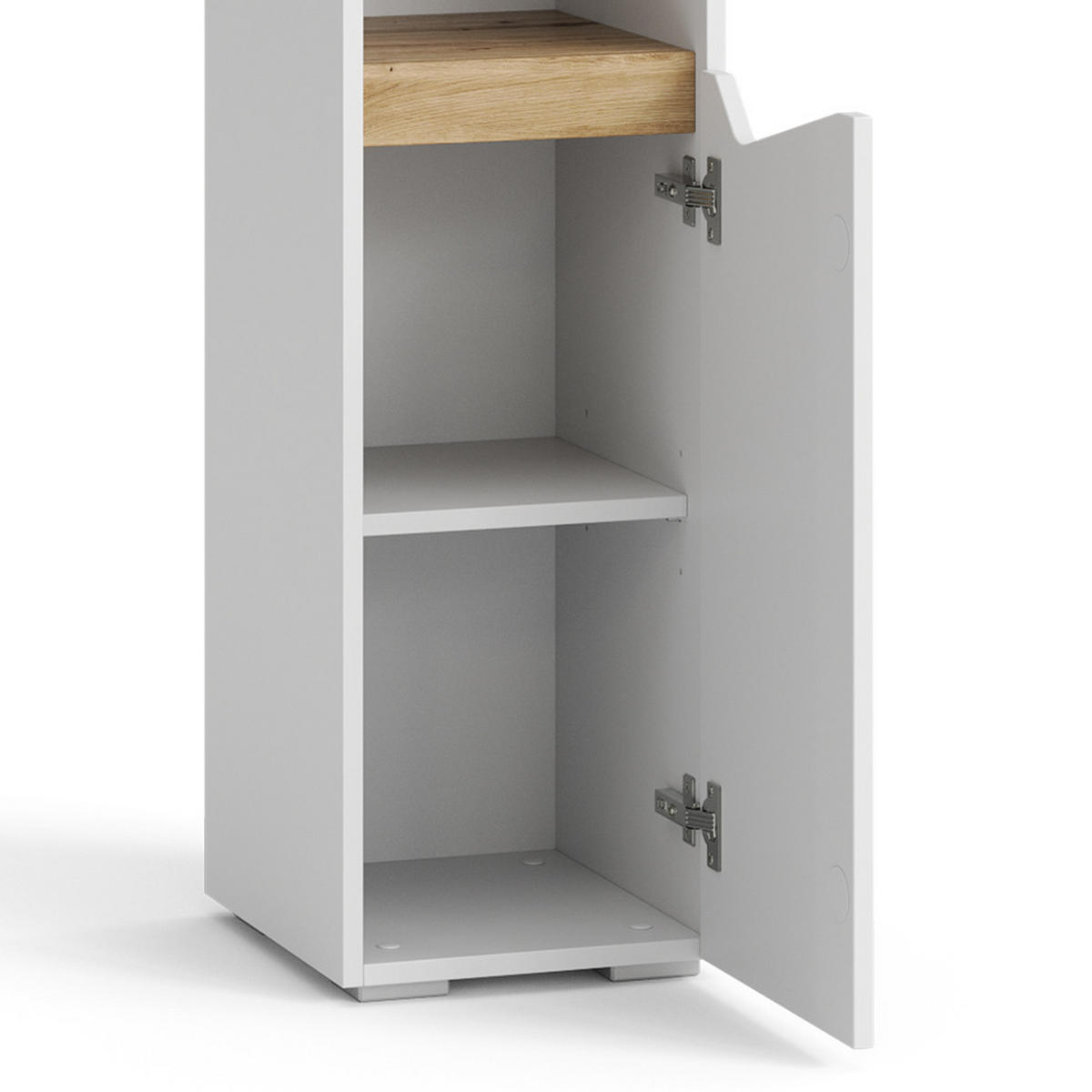 BADSCHRANK Marelle Weiß 30 x 180 cm mit Türen, und offenen Fächern - Weiß, Holzwerkstoff (30/180/35cm) - Vicco