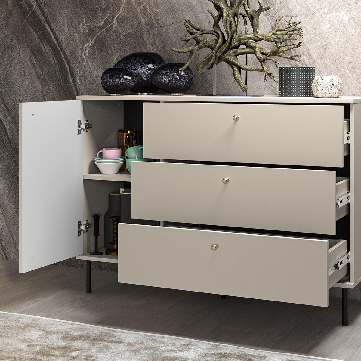 SIDEBOARD Nova Beige - Beige, Holzwerkstoff (120/85/40cm) - Petits-meubles