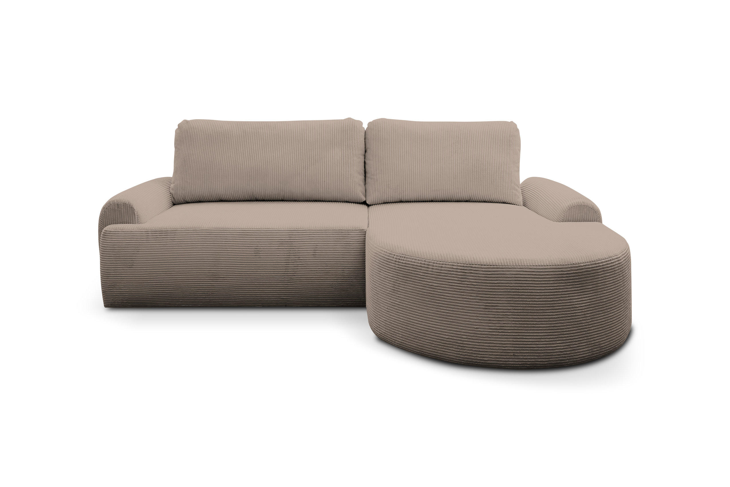 ECKSOFA Dream Cord in L-Form mit Schlaffunktion und Bettkasten, Farbe: Braun, Cordstoff, Ottomane Rechts - Braun, Textil (260/136cm) - VENASI MÖBEL