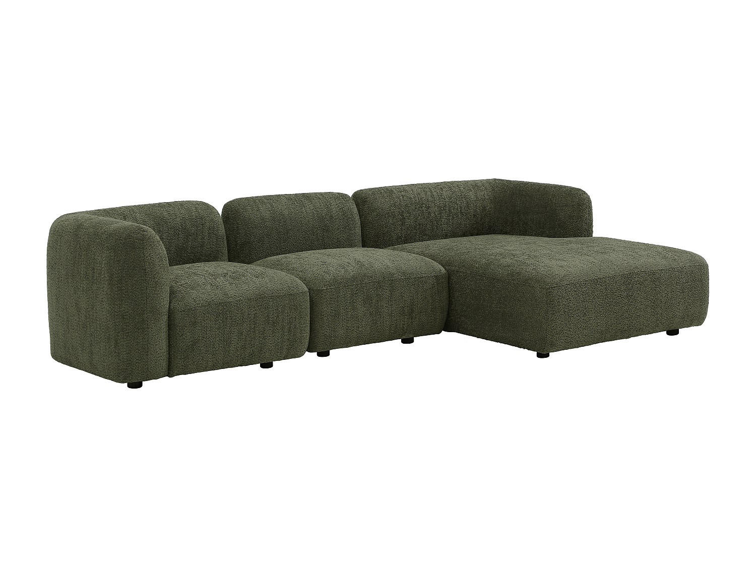 MODULIERBARES Sofa - 4 Personen - stoff - grün Danepi - Grün, Holz/Textil (287/69/161cm) - Vente-Unique
