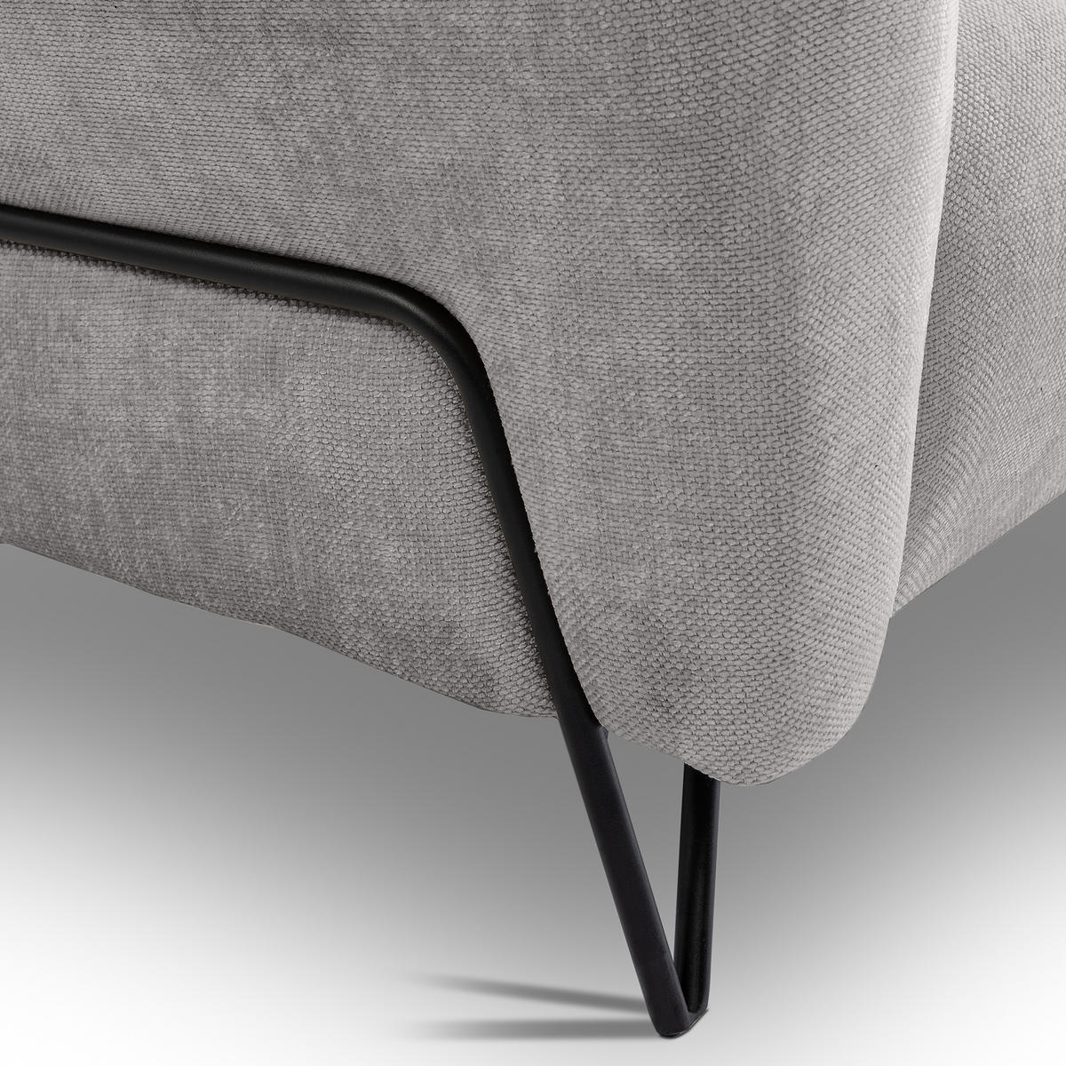 2-SITZER SOFA Volare ohne Schlaffunktion Hellgrau - Hellgrau/Schwarz, Textil/Metall (160/83/98cm) - Beautysofa