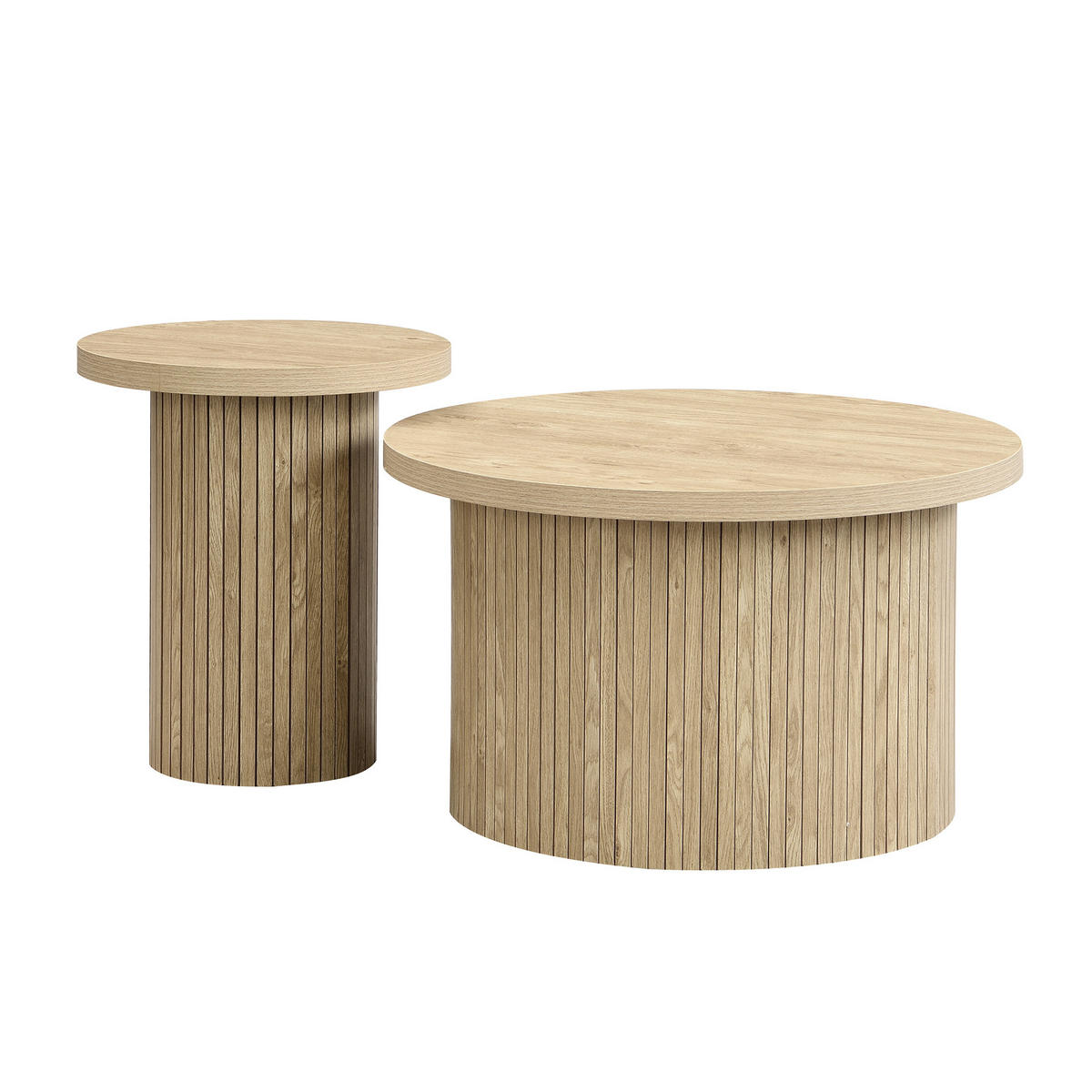 COUCHTISCH DE-017 DuoRund Eichefarben 2-tlg. - Eichefarben, Holzwerkstoff (66/66/40cm) - ComfortXL