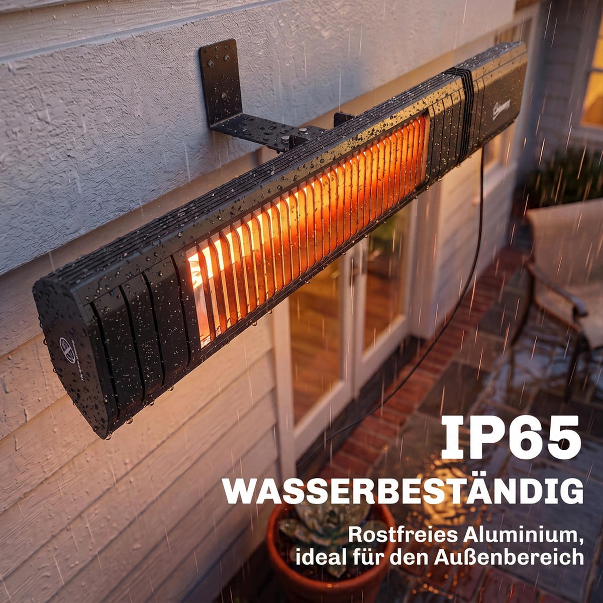 INFRAROT-HEIZSTRAHLER Aluminium Karbonfaser Schwarz - Schwarz, Metall (8/10/70cm) - Outsunny