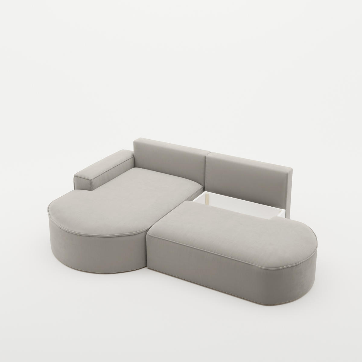 ECKSOFA Modena Pro - Komfort Und Stil Stoff Salvador Hellgrau Links - Hellgrau, Holz (278/179cm) - Kaiser Möbel