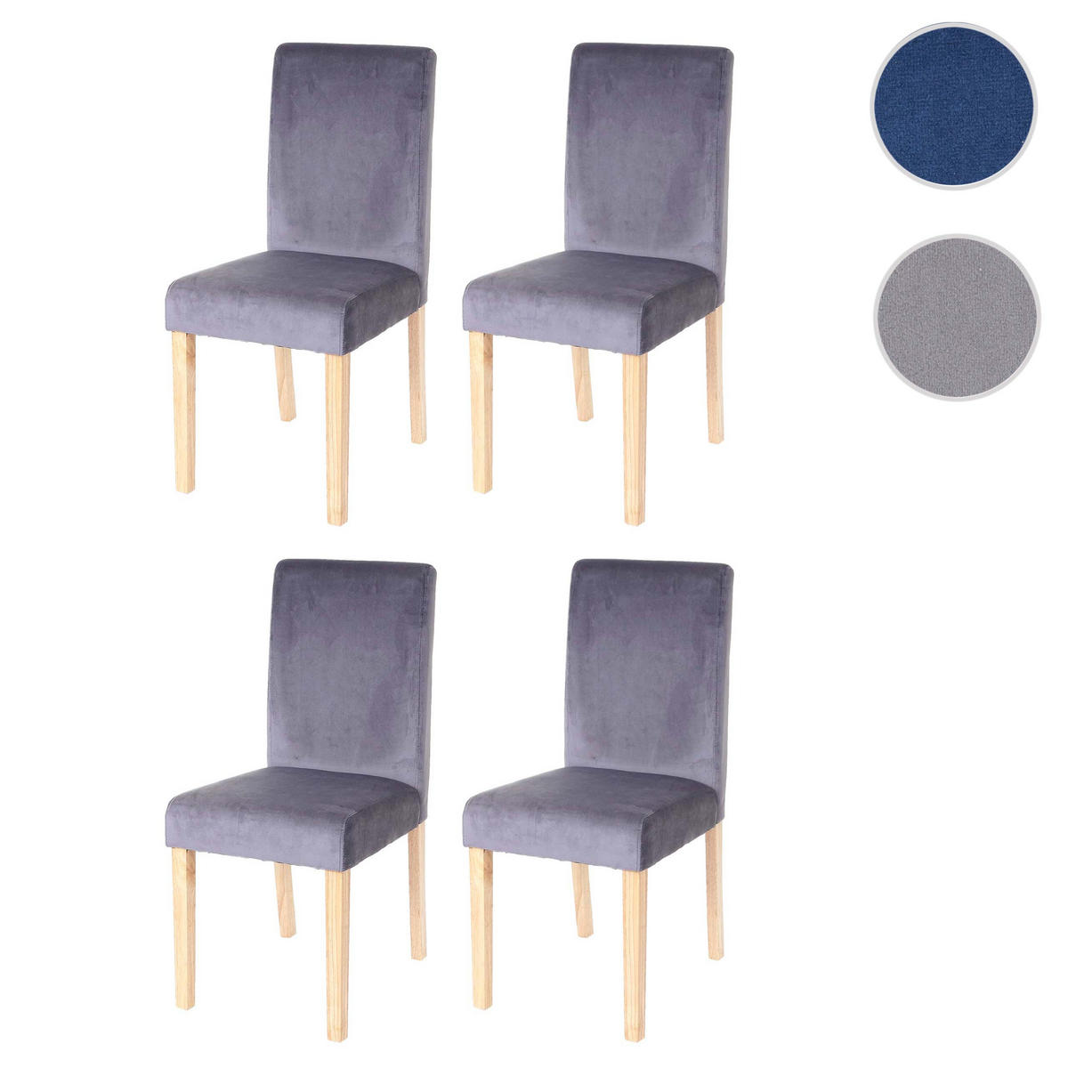 ESSZIMMERSTUHL 4er-Set klassisch und zeitlos 90x43x56cm Sitzhöhe 45cm Samt helle Beine Grau - Grau, Textil (43/90/56cm) - CHEFGASTRO