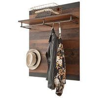 GARDEROBENPANEEL Used Wood, Matera grau 80 cm, Wandgarderobe mit Kleiderstange - Naturfarben/Grau, Holzwerkstoff/Metall (80/100/27cm) - Furn.Design