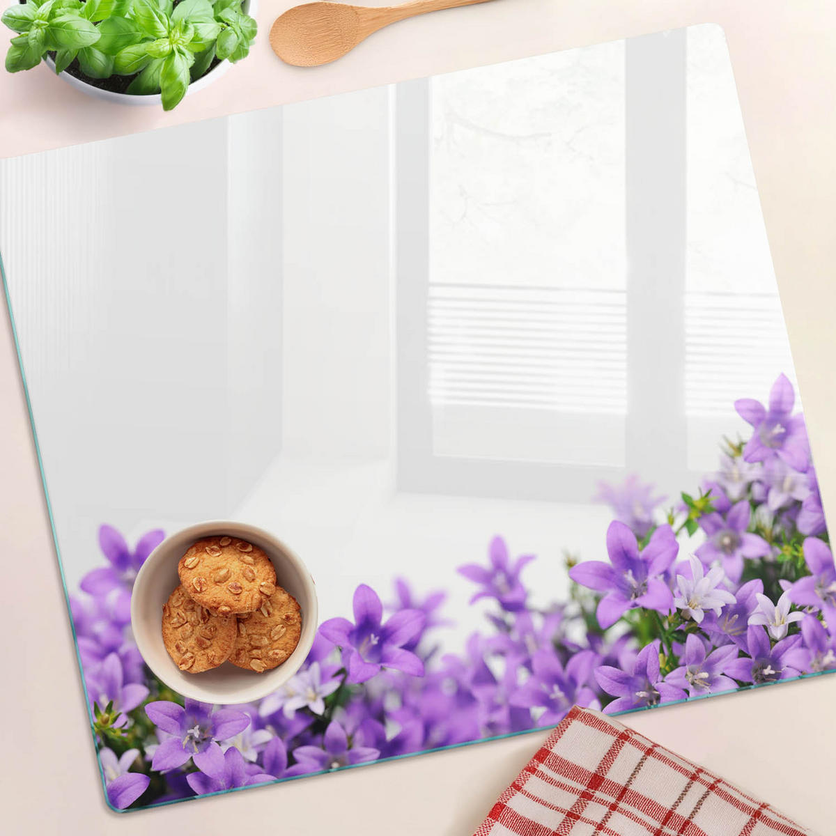 GLASPLATTE 60x52 cm Lila Glocken - Lila, Glas (60/0.4/52cm) - TULUP