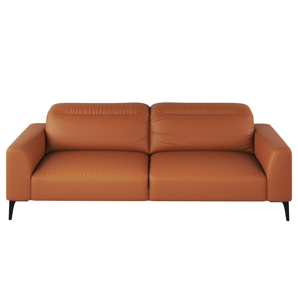 3-SITZER SOFA - Kastanienfarben/Schwarz, Leder/Metall (233/73/107cm) - home24