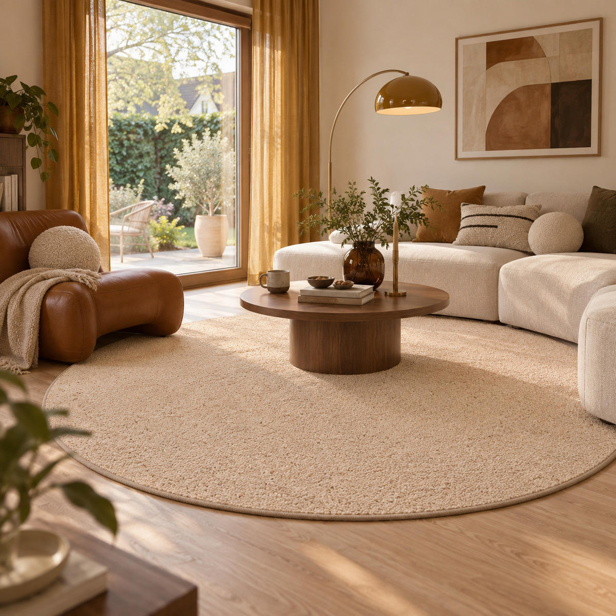 NATUR TEPPICH WOLLE BERBER RUND - Kastanienfarben, Textil (100/100cm) - Snapstyle