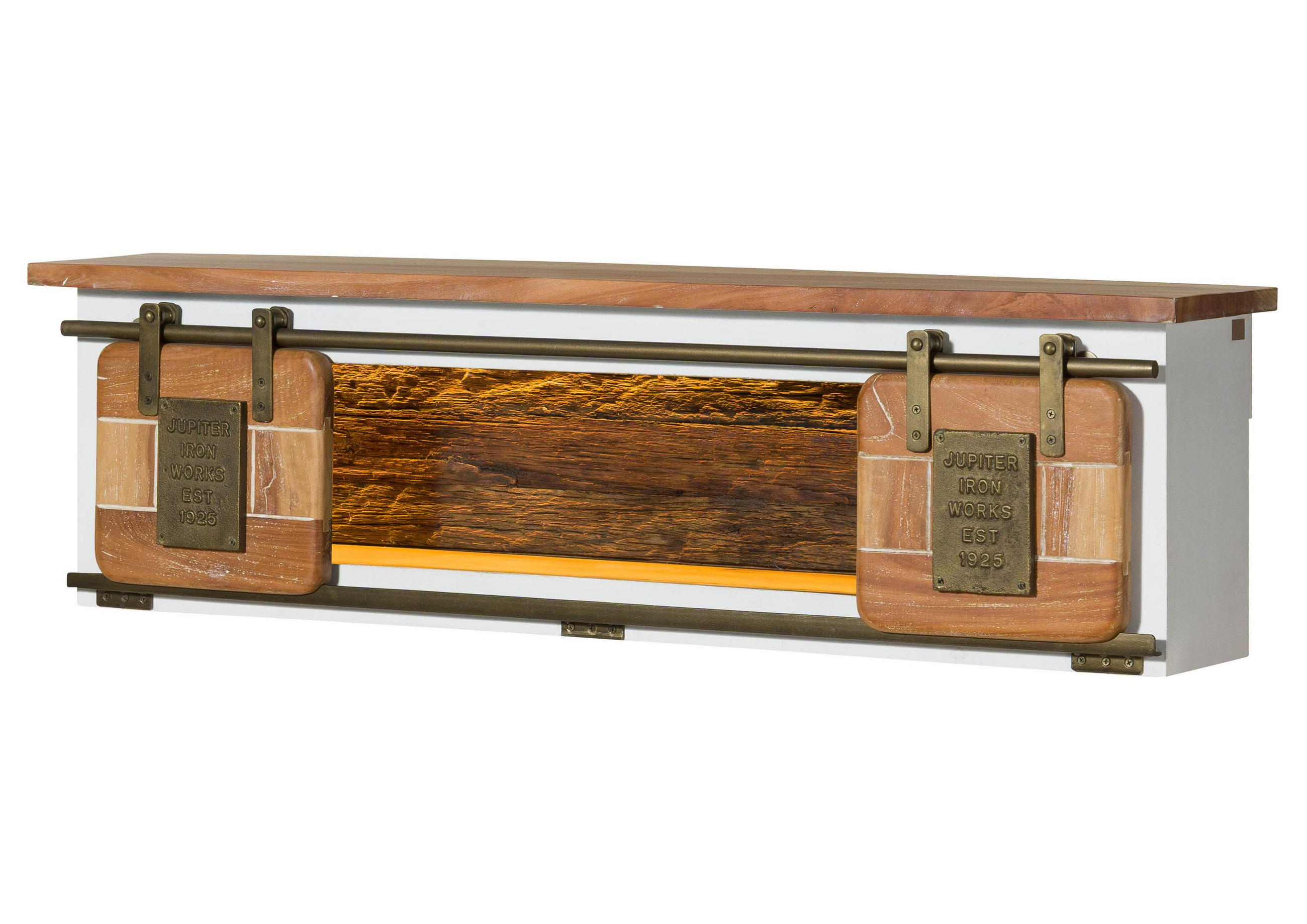 WANDREGAL Mango / Altholz 130x25x35 weiß lackiert RAILWAY LUX #552 - Weiß, Holz (130/35/25cm) - Massivmoebel24