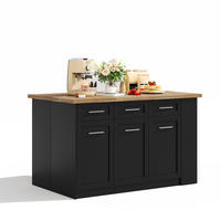 KÜCHENINSEL DE-41407 150/90/90 cm, ausziehbarer Esstisch Schwarz/Natur - Schwarz/Naturfarben, Holzwerkstoff (150/90/90cm) - ComfortXL