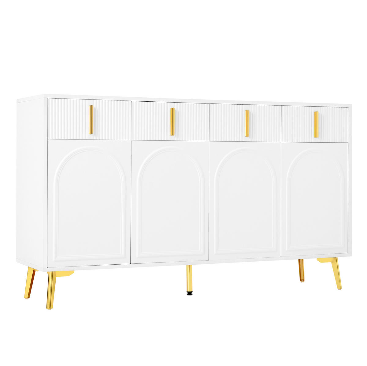 SIDEBOARD mit 4 Türen und 4 Schubladen 140 cm MDF Weiß - Weiß, Holzwerkstoff (140/82/38cm) - Meubliv