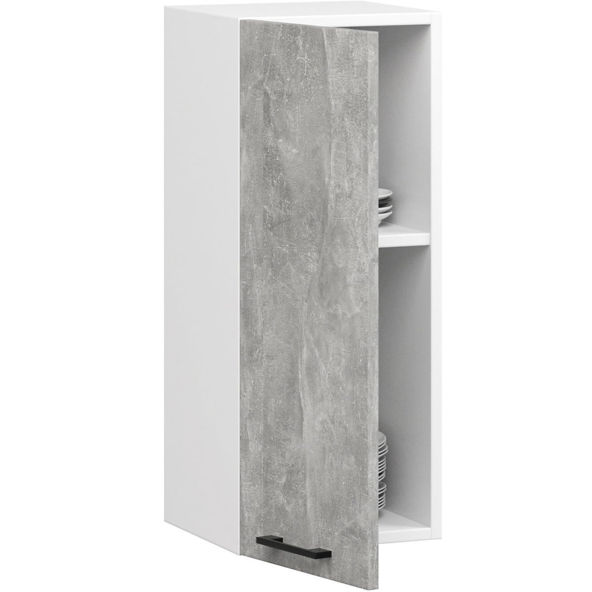 HÄNGESCHRANK Weiß, Beton 72/30/30 - Hellgrau/Weiß, Holzwerkstoff (30/72/30cm) - RAUMHIRSCH FURNITURE