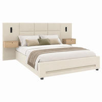 BETT mit Stauraum 180x200 cm Velours Beige - Beige, Metall (180/200cm) - Meubliv