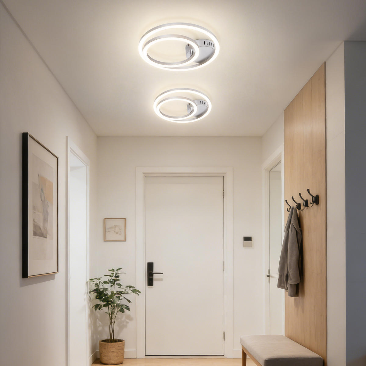LED DECKENLEUCHTE Melenkir 40.5/30/6.7 cm - Silberfarben, Kunststoff (40.5/30/6.7cm) - ZMH