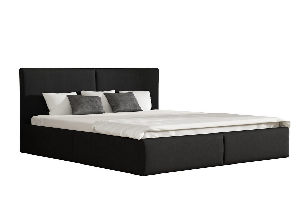 POLSTERBETT Bergen Magic Velvet Komplett - Schwarz, Holzwerkstoff/Textil (120/200cm) - Fun Möbel