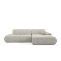 ECKSOFA DELTA R-S Grau Geflochtener Stoff mit Schlaffunktion - Grau, Holz (286/173.5cm) - MASSENO