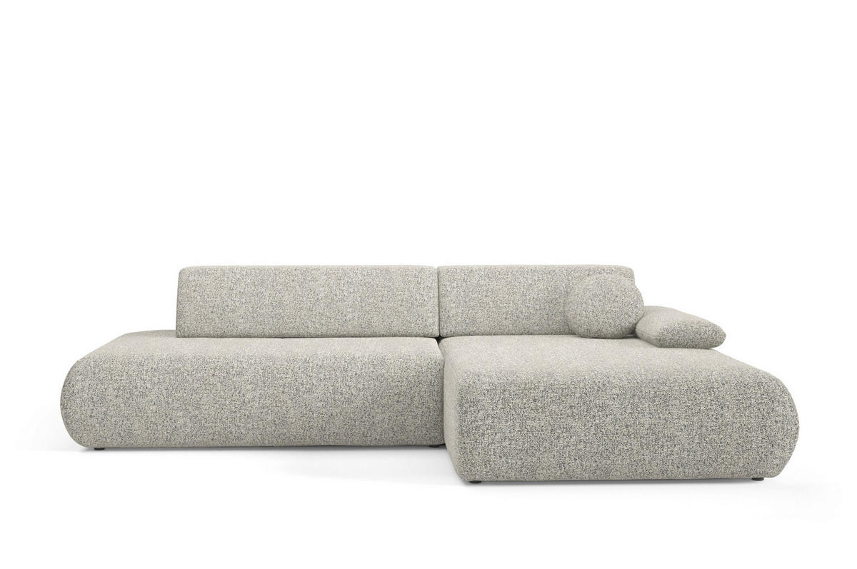ECKSOFA DELTA R-S Grau Geflochtener Stoff mit Schlaffunktion - Grau, Holz (286/173.5cm) - MASSENO