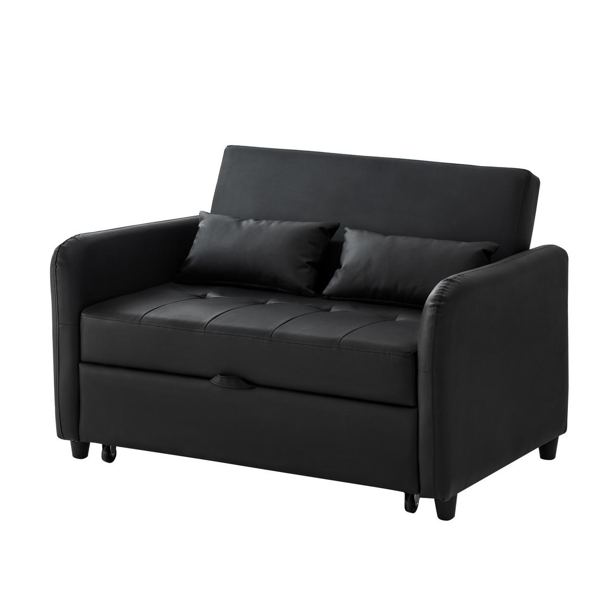 SOFABETT mit Schlaffunktion 156x100 cm PU Antique Black - Schwarz, Kunststoff (83/82/122cm) - Meubliv
