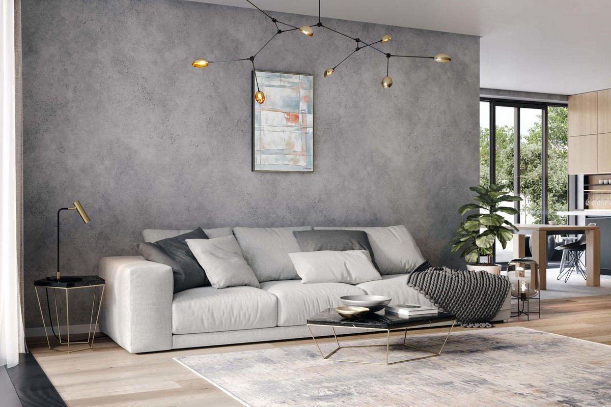 RUČNE MAĽOVANÝ AKRYLOVÝ OBRAZ 60/90 cm, sivý, abstraktný geometrický motív - sivá, drevo/textil (60/90cm) - KUNSTLOFT