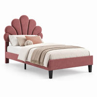BETT 90 x 200 cm gepolstert Samt Bean paste red - Rot, Holz (90/200cm) - Meubliv