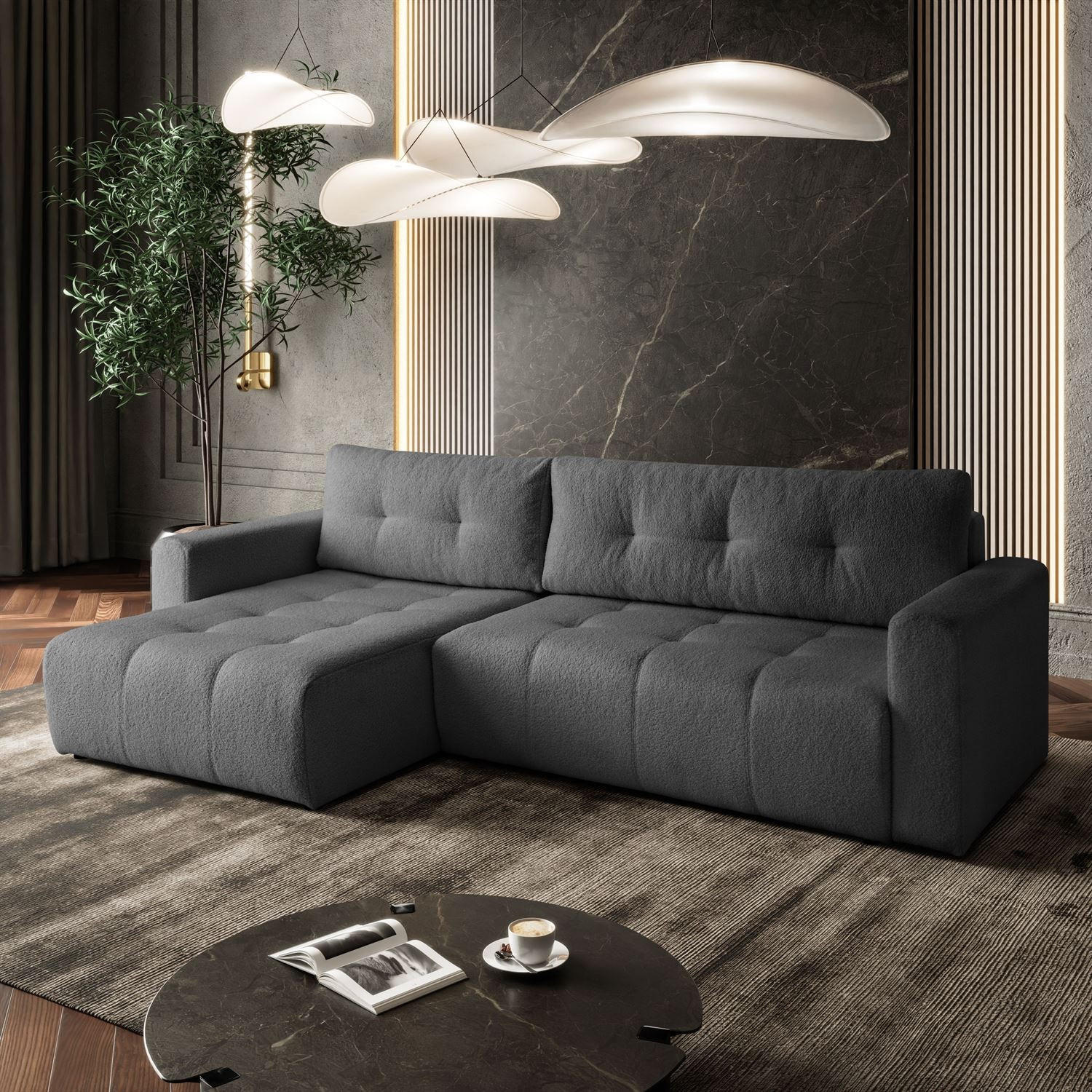 Thumbnail - Lookway Ecksofa, Graphit, Textil, 261x143 cm, Wohnzimmer, Sofas & Couches, Wohnlandschaften, Ecksofas