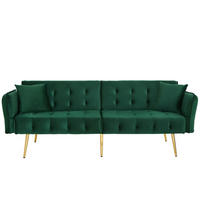 2-SITZER Schlafsofa Samt mit verstellbarer Rückenlehne und Armlehnen Grün 178/82/70 cm - Grün, Textil (82/70/178cm) - Redom
