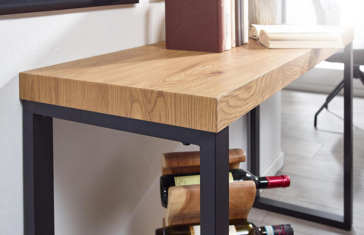 KONSOLENTISCH – Eicheoptik, große Ablagefläche, modern - Schwarz/Braun, Holz/Metall (39/120/76cm) - KADIMA DESIGN
