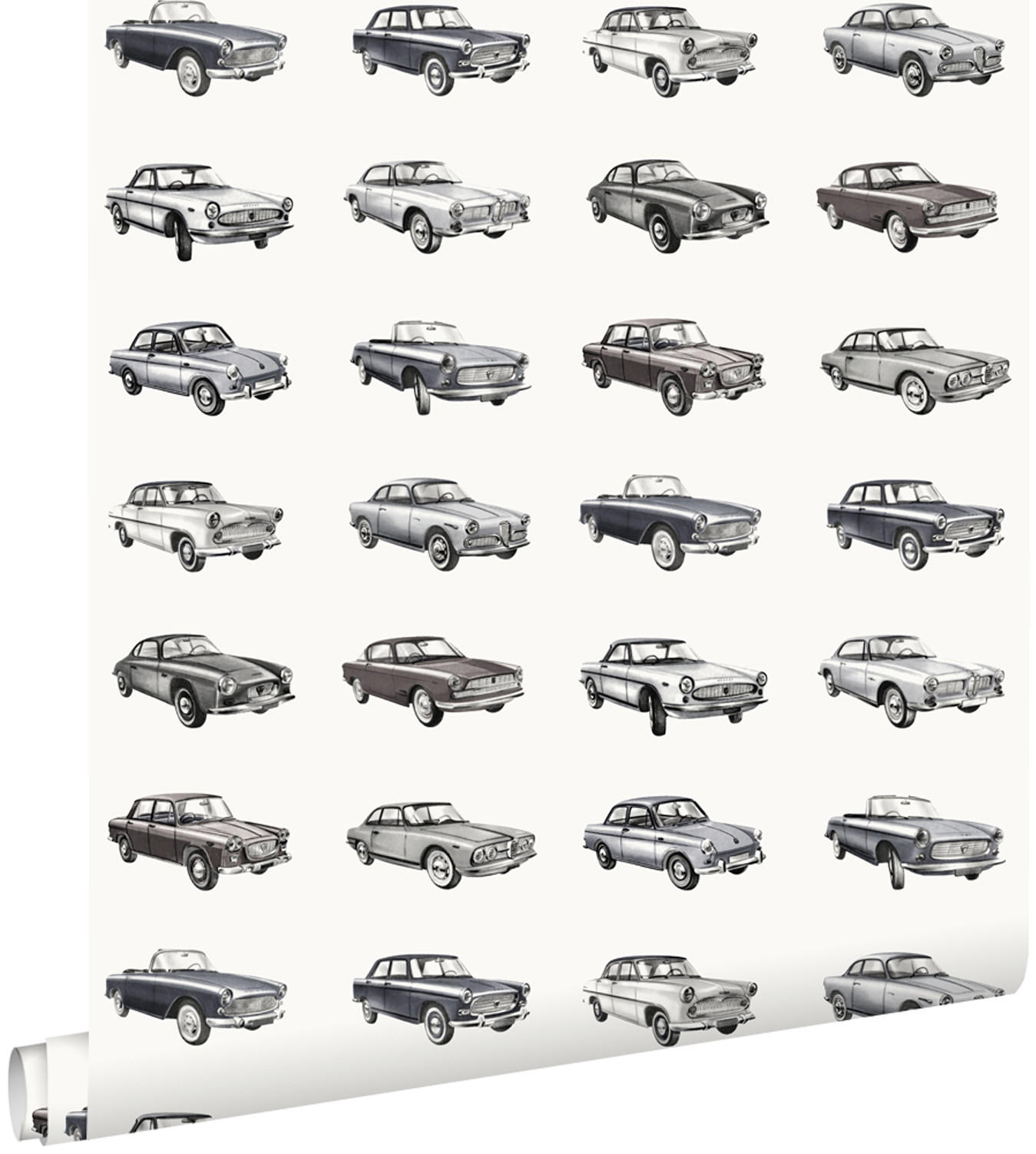 TAPETE Oldtimer 53 cm x 10.05 m - Schwarz, Papier (53/0.1cm) - ESTAhome