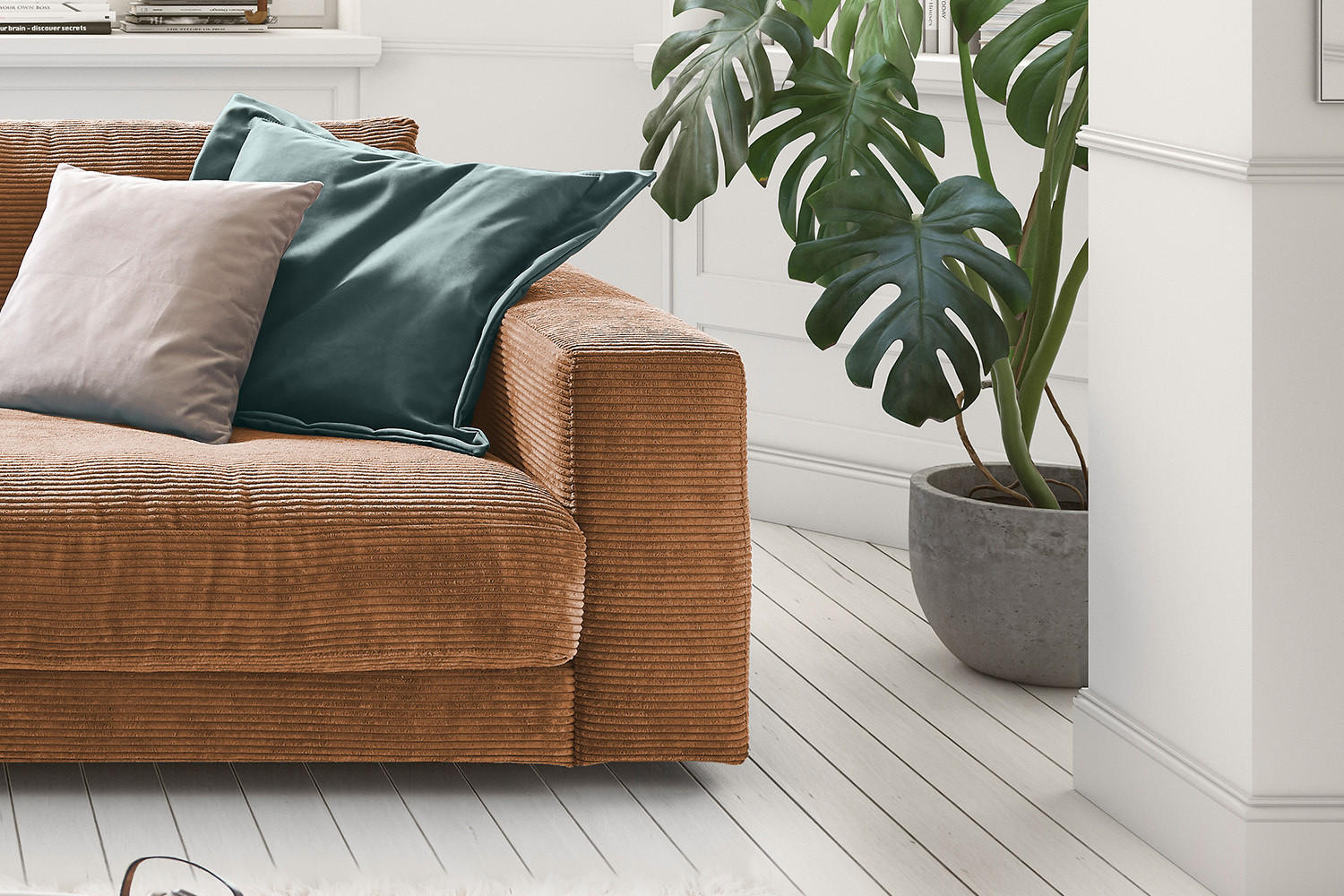 SOFA 2-SITZER MADELINE Braun Cord - Dunkelbraun/Schwarz, Kunststoff/Textil (230/85/127cm) - KAWOLA