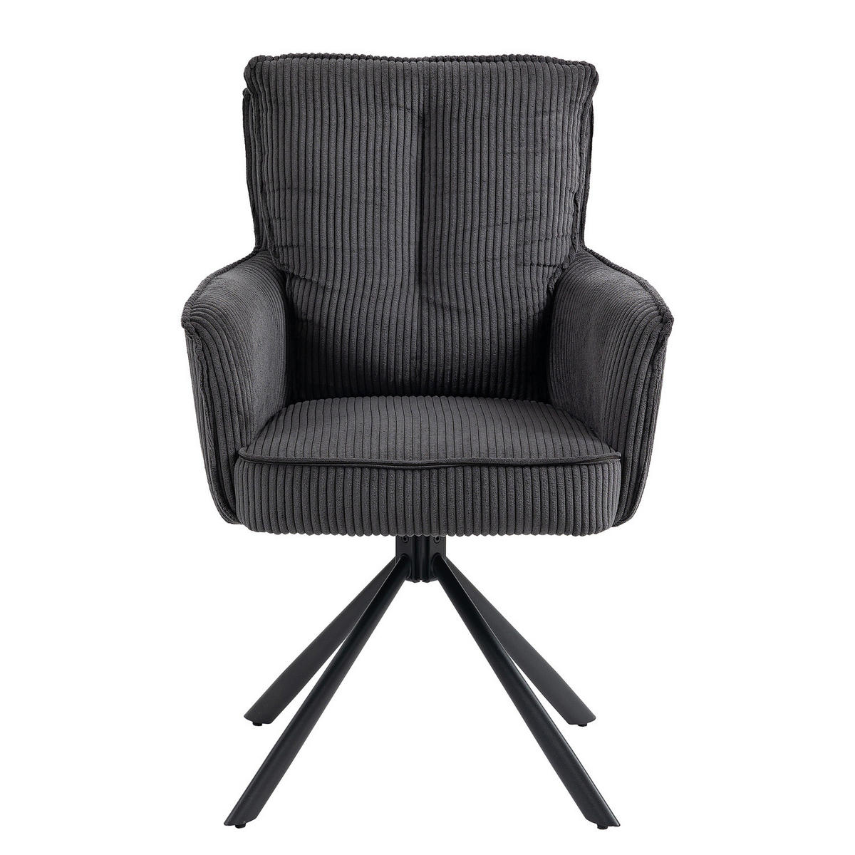 DREHBARER ARMLEHNENSTUHL - 2er-Set - Dunkelgrau, Textil/Metall (62/95/67cm) - home24