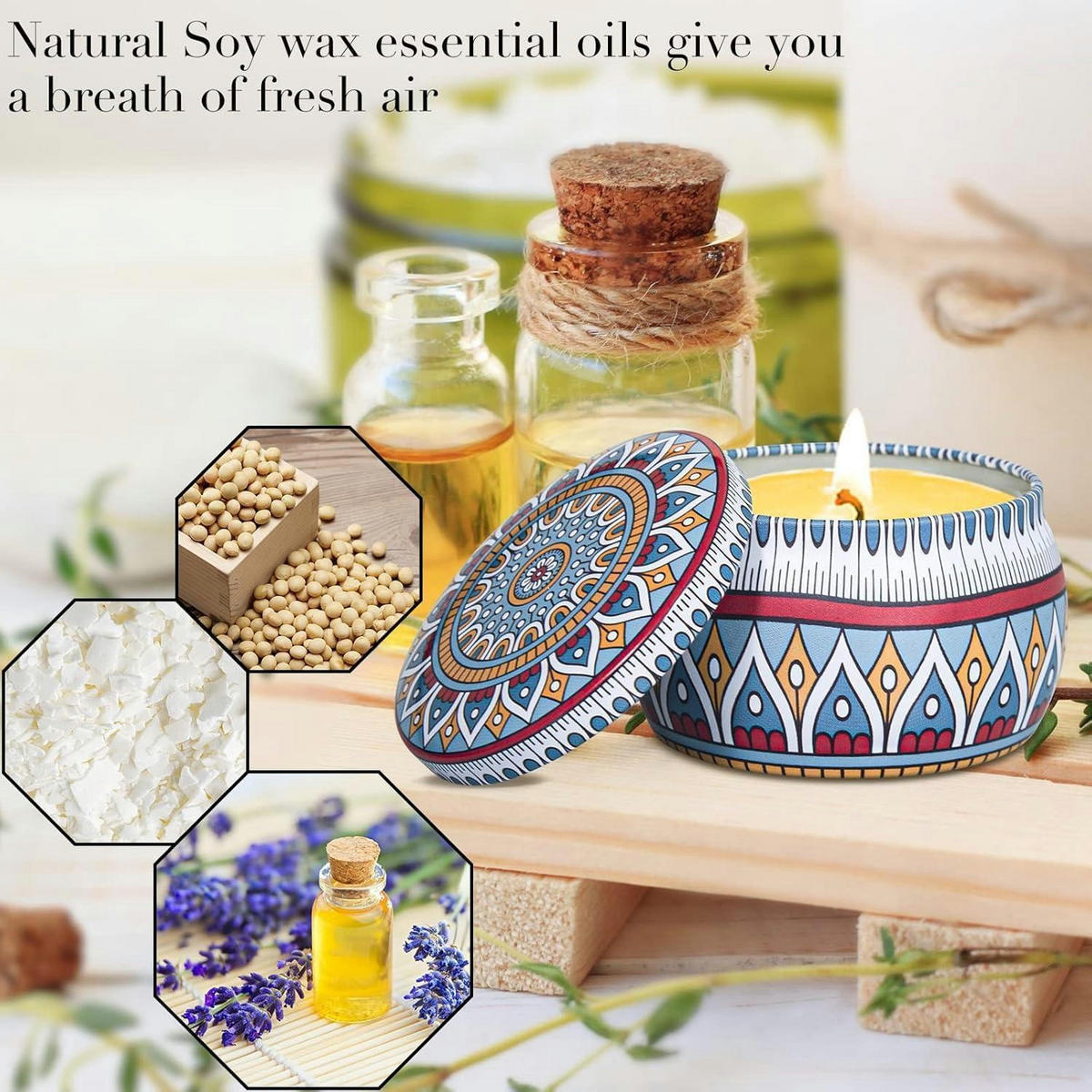 DUFTKERZEN-SET 4-teilig Soja-Aromatherapie 113 ml - Multicolor, Paraffin (5cm)
