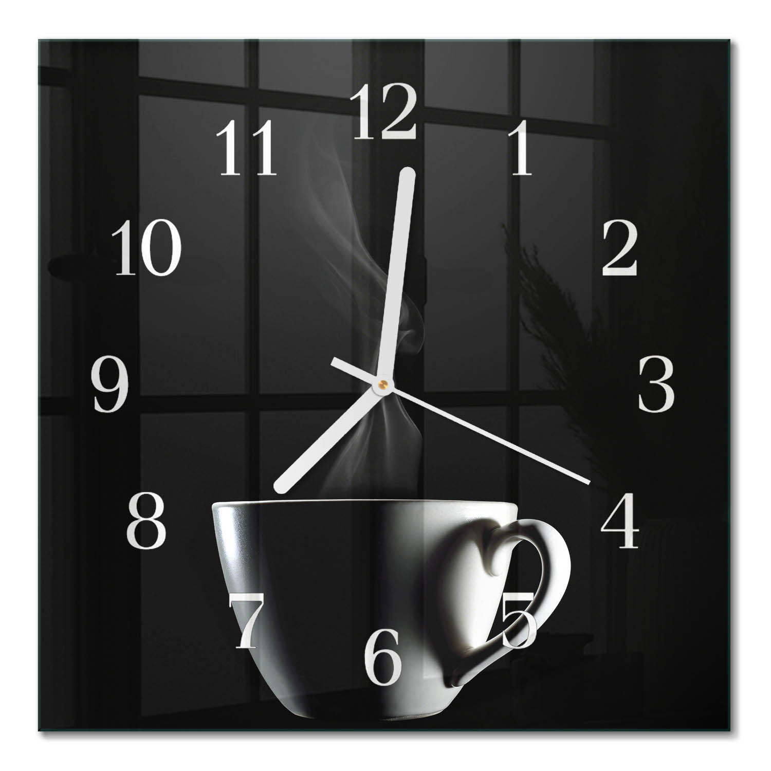 WANDUHR 30x30 cm - Tasse - Schwarz, Glas (30/30/0.4cm) - TULUP