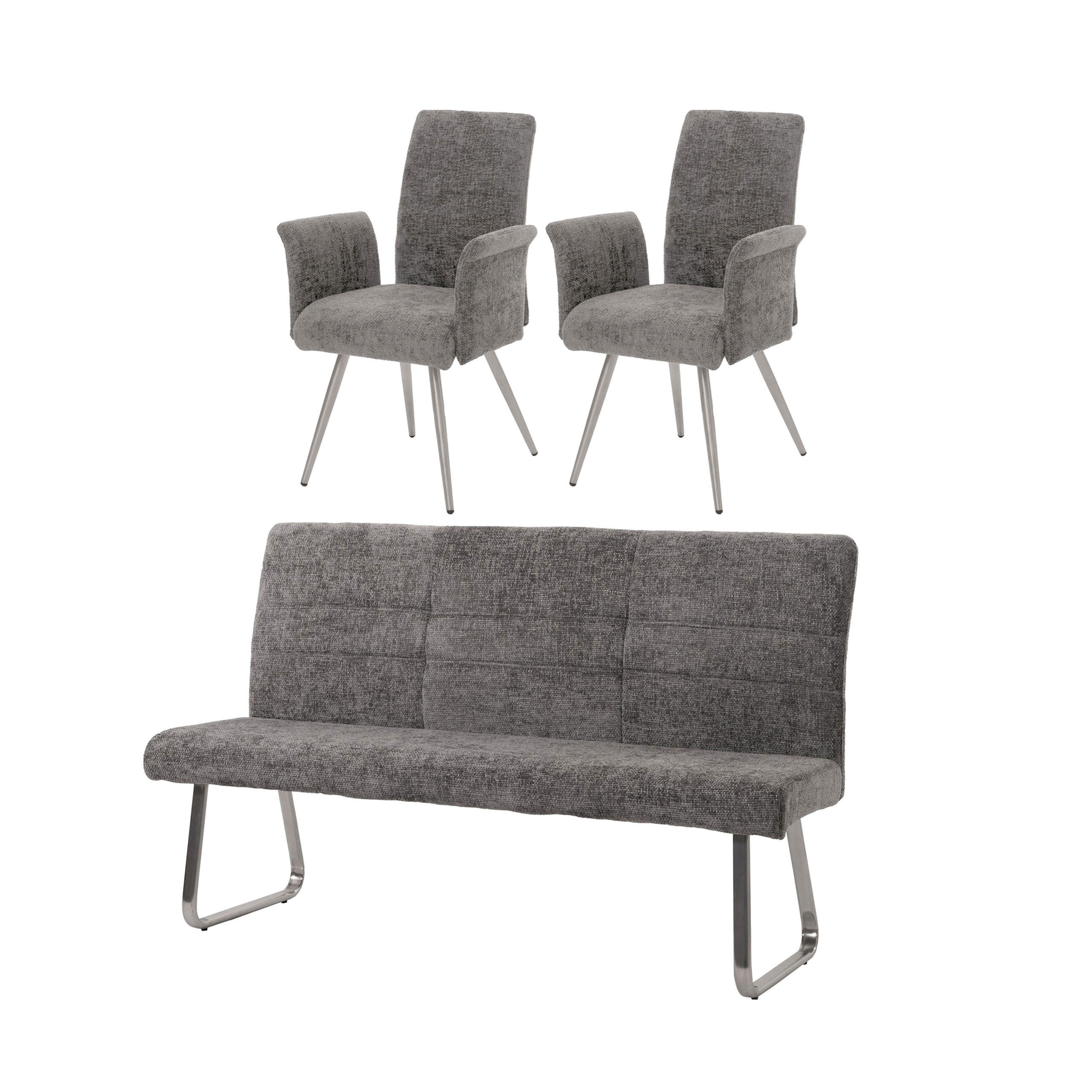 ESSZIMMER-SET Grau 3er-Set - Grau, Textil (180/99/65cm) - MCW