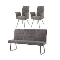 ESSZIMMER-SET Grau 3er-Set - Grau, Textil (180/99/65cm) - MCW