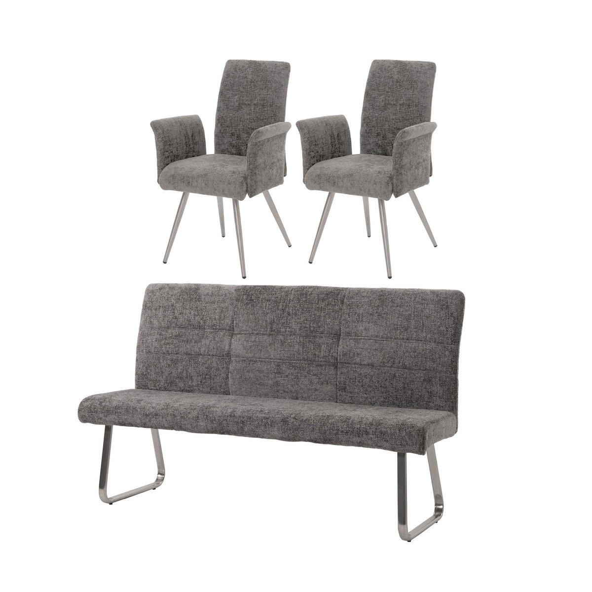 ESSZIMMER-SET Grau 3er-Set - Grau, Textil (180/99/65cm) - MCW