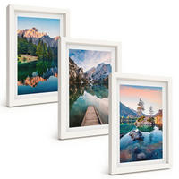 BILDER SET 3er Set - 20x30 cm Weißer Rahmen - Spiegelung des Waldes in Bergseen - Weiß, Kunststoff (20/30cm) - TULUP