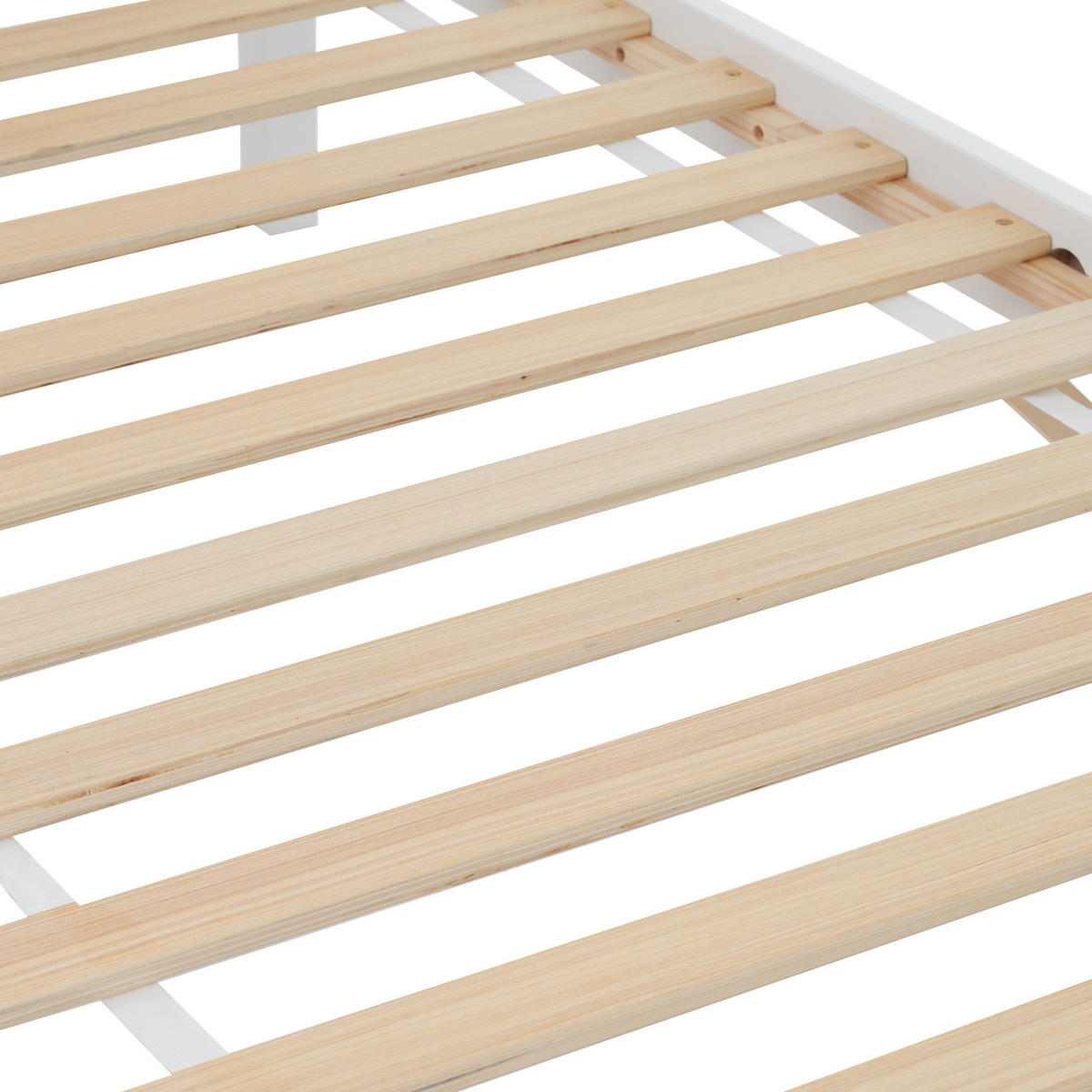 BETT 90/200 cm Weiß aus Massivholz und MDF mit Mittelfuß - Weiß, Holz (90/200cm) - OKMYHOME