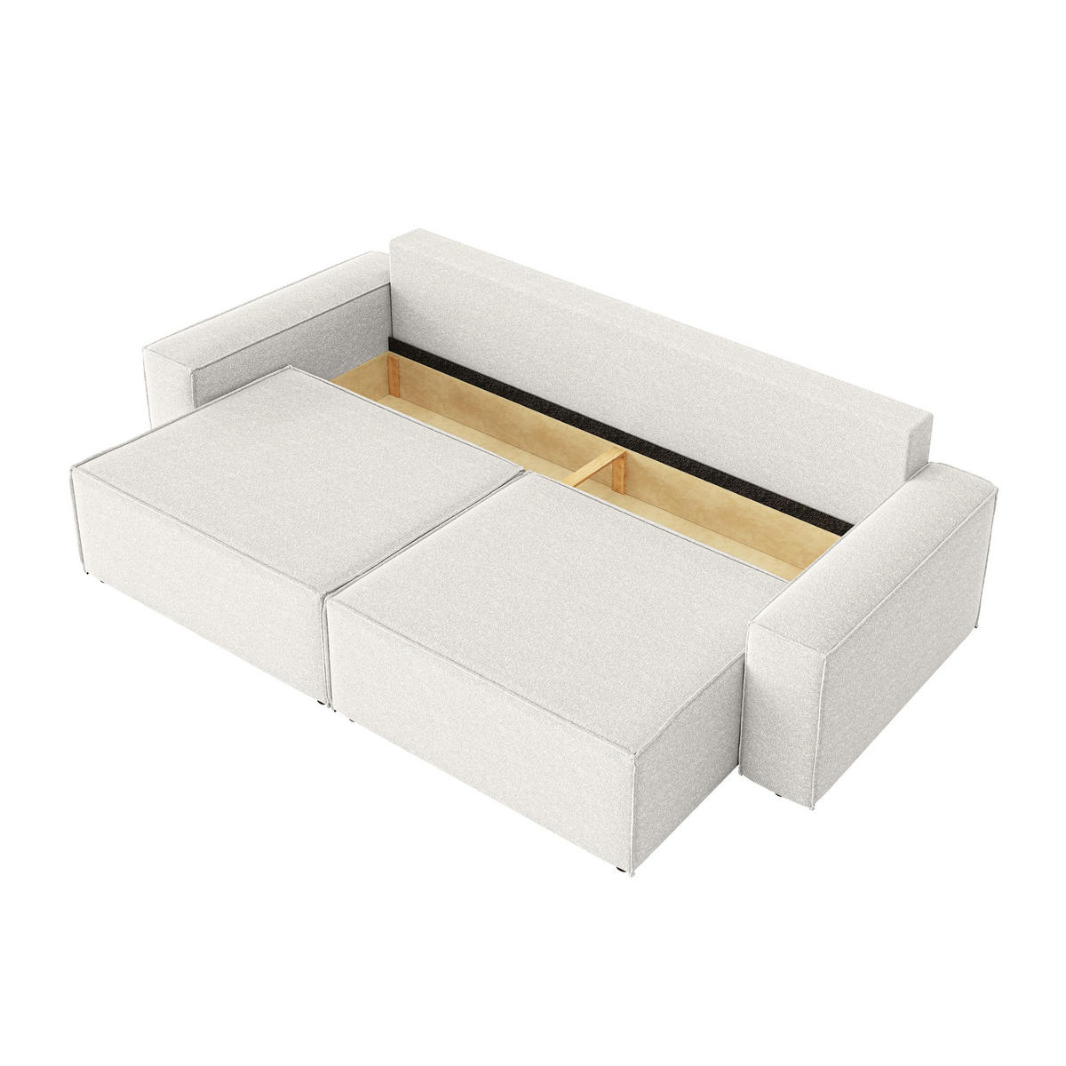 SOFA Lummo Mi mit Schlaffunktion, Cremeweiß - Weiß, Textil (246/70/185cm) - Fedve