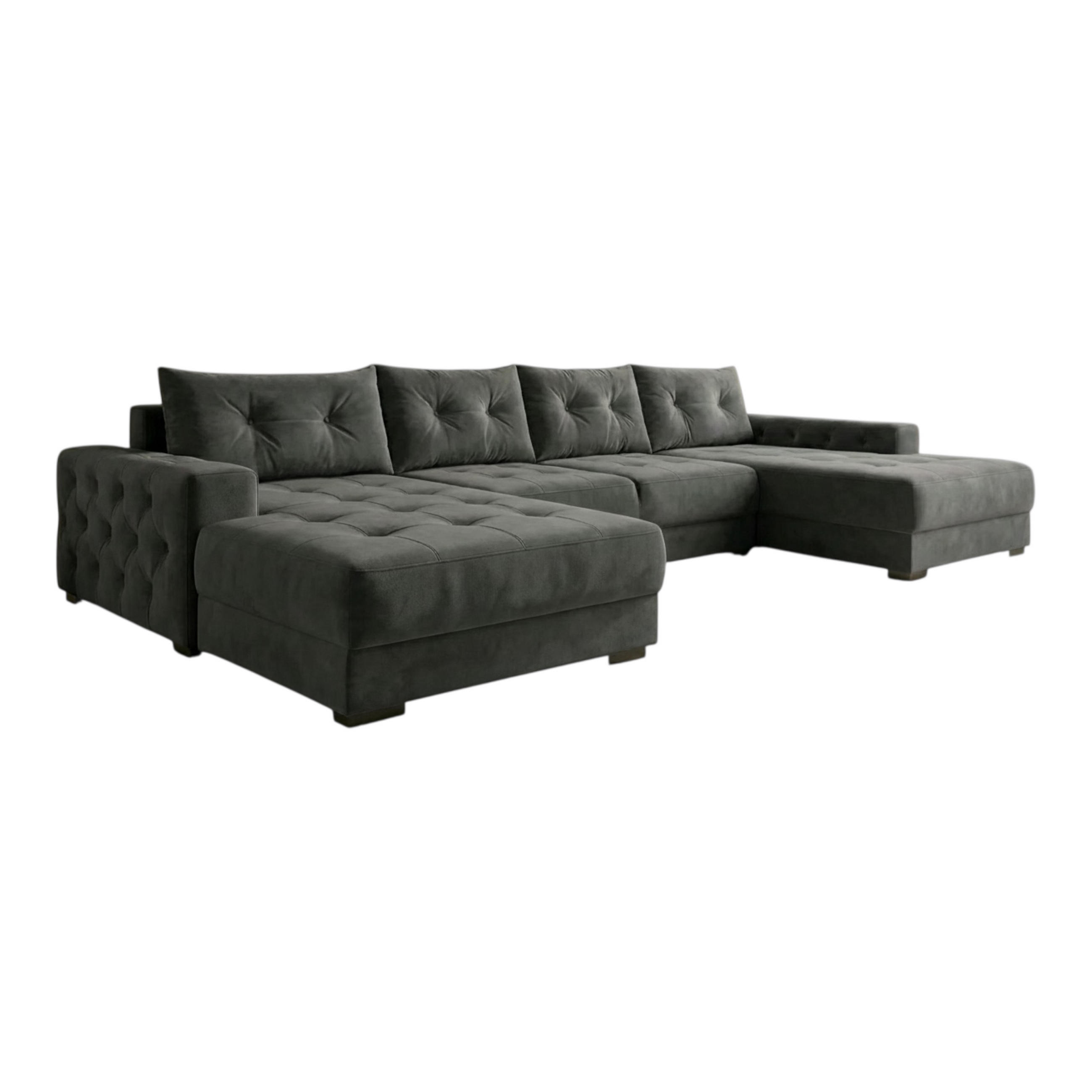 ECKSOFA MODENA 320 cm x 185 cm – Stoff: CASABLANCA Graphit 15 Farbe: Dunkelgrau - Dunkelgrau, Textil (320/185cm) - A&J MöbelLand