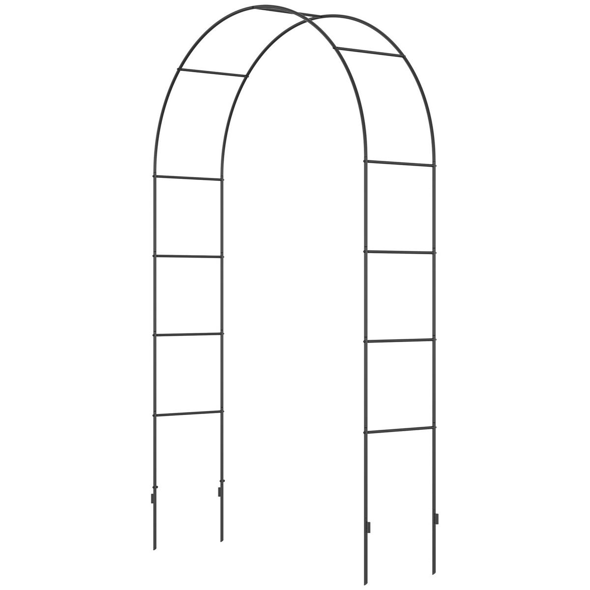 ROSENBOGEN DE-10939 1,40x0,40x2,40 m Rankbogen mit Erdspießen Schwarz - Schwarz, Metall (40/240/140cm) - ComfortXL