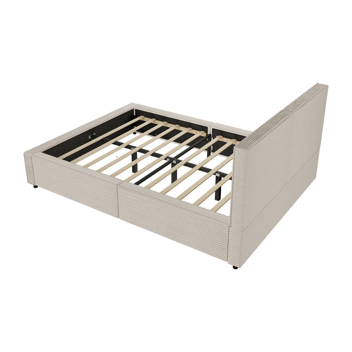 POLSTERBETT Salerno Cord beige 140x200 cm - Beige, Textil (140/200cm) - Juskys