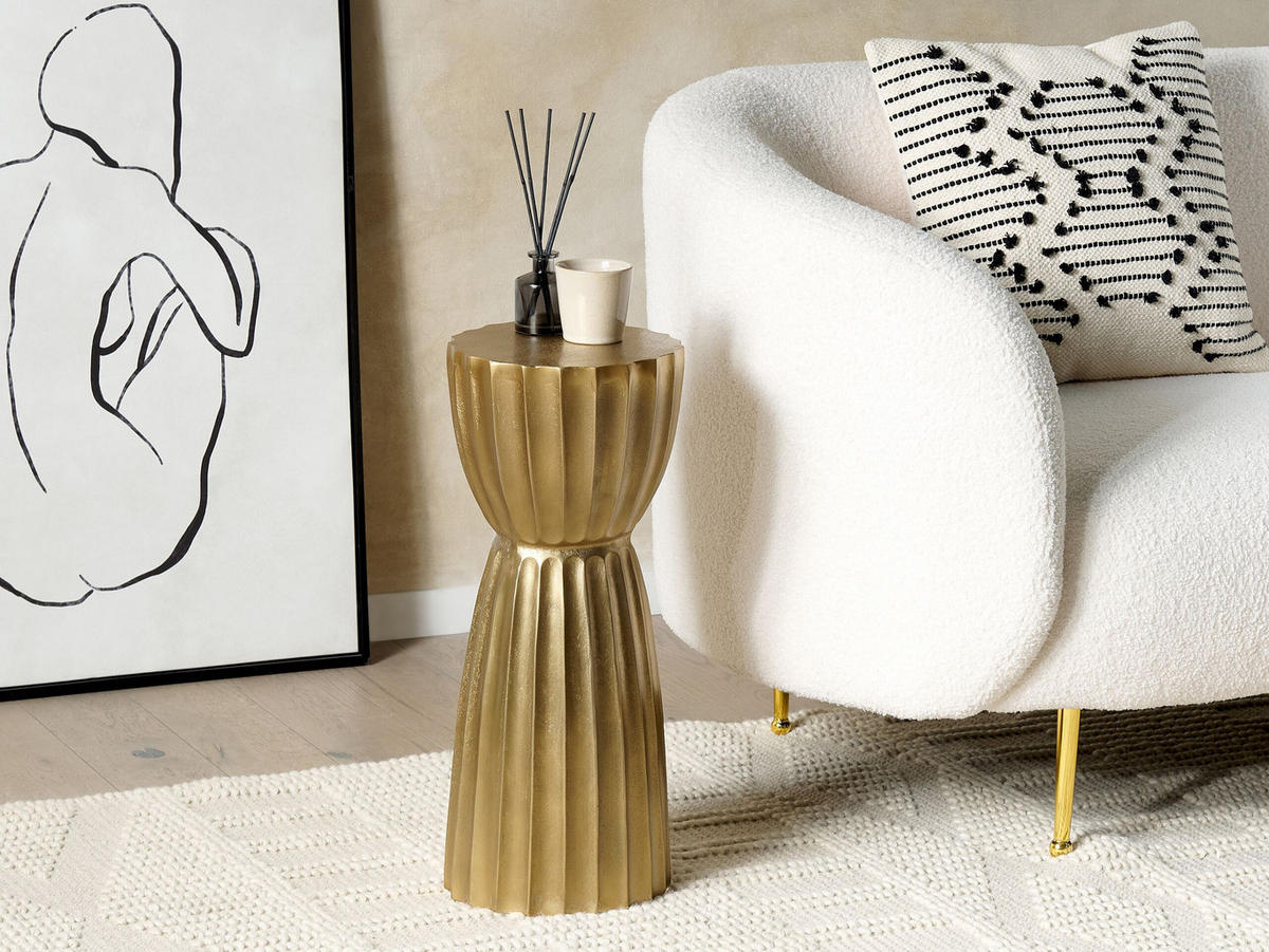 BEISTELLTISCH Aluminium gold rund 24 cm Ouyen - Goldfarben, Metall (24/24/56cm) - Beliani