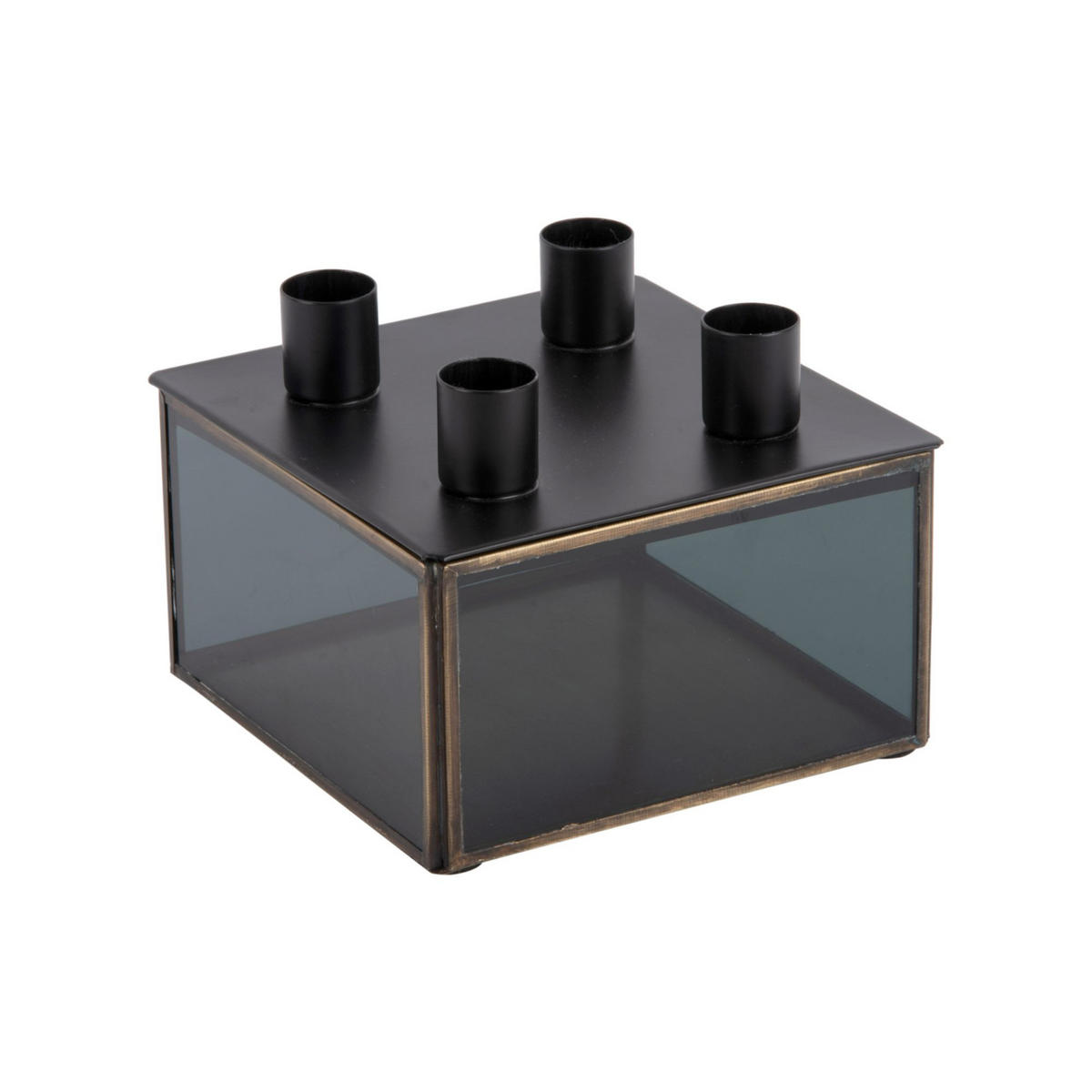 KERZENLEUCHTER Boxed Square Schwarz 14/14/11 cm - Schwarz, Glas (14/11/14cm) - Present Time