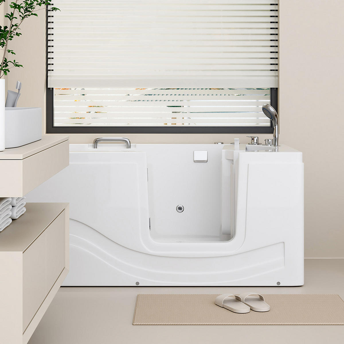 SENIORENBADEWANNE VITAL M - Rechts, M - Weiß, Kunststoff (153/64/76cm) - Home Deluxe