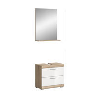 BADKOMBINATION 2tlg. Lambada Bad in Sonoma Eiche hell und weiß hochglanz B/H/T: 60x191x34 cm - Sonoma Eiche, Holz (60/191/37cm)