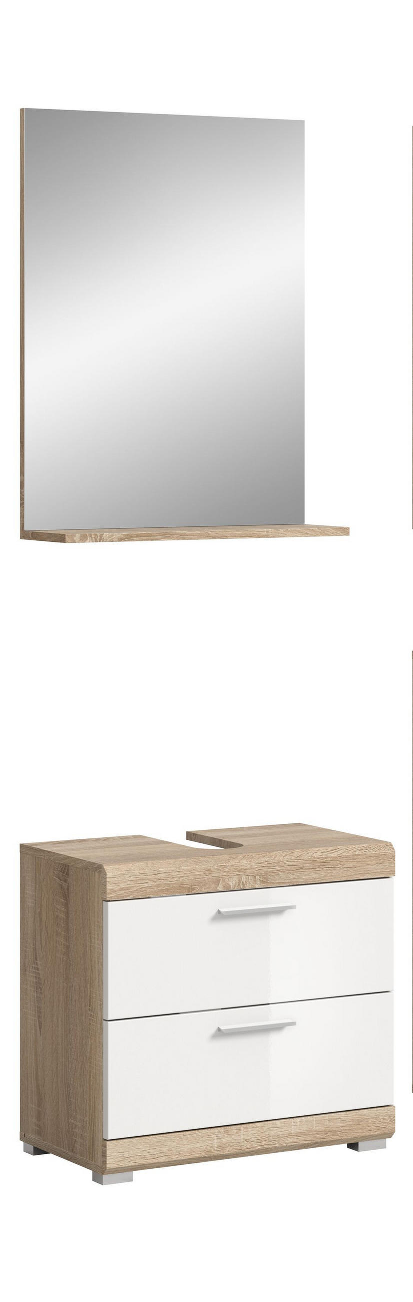 BADKOMBINATION 2tlg. Lambada Bad in Sonoma Eiche hell und weiß hochglanz B/H/T: 60x191x34 cm - Sonoma Eiche, Holz (60/191/37cm)