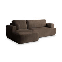 ECKSOFA SENTI P L-S Braun Kordstoff mit Schlaffunktion - Braun, Holz (246/148cm) - MASSENO