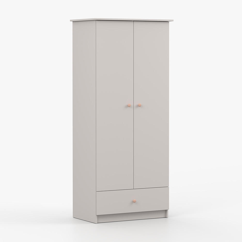 DREHTÜRENSCHRANK 85,5/193/53 cm 2-türig Olaf II Kaschmir + rosa Griffe - Kaschmir/Rosa, Holzwerkstoff/Metall (85.5/193/53cm) - imoebel24