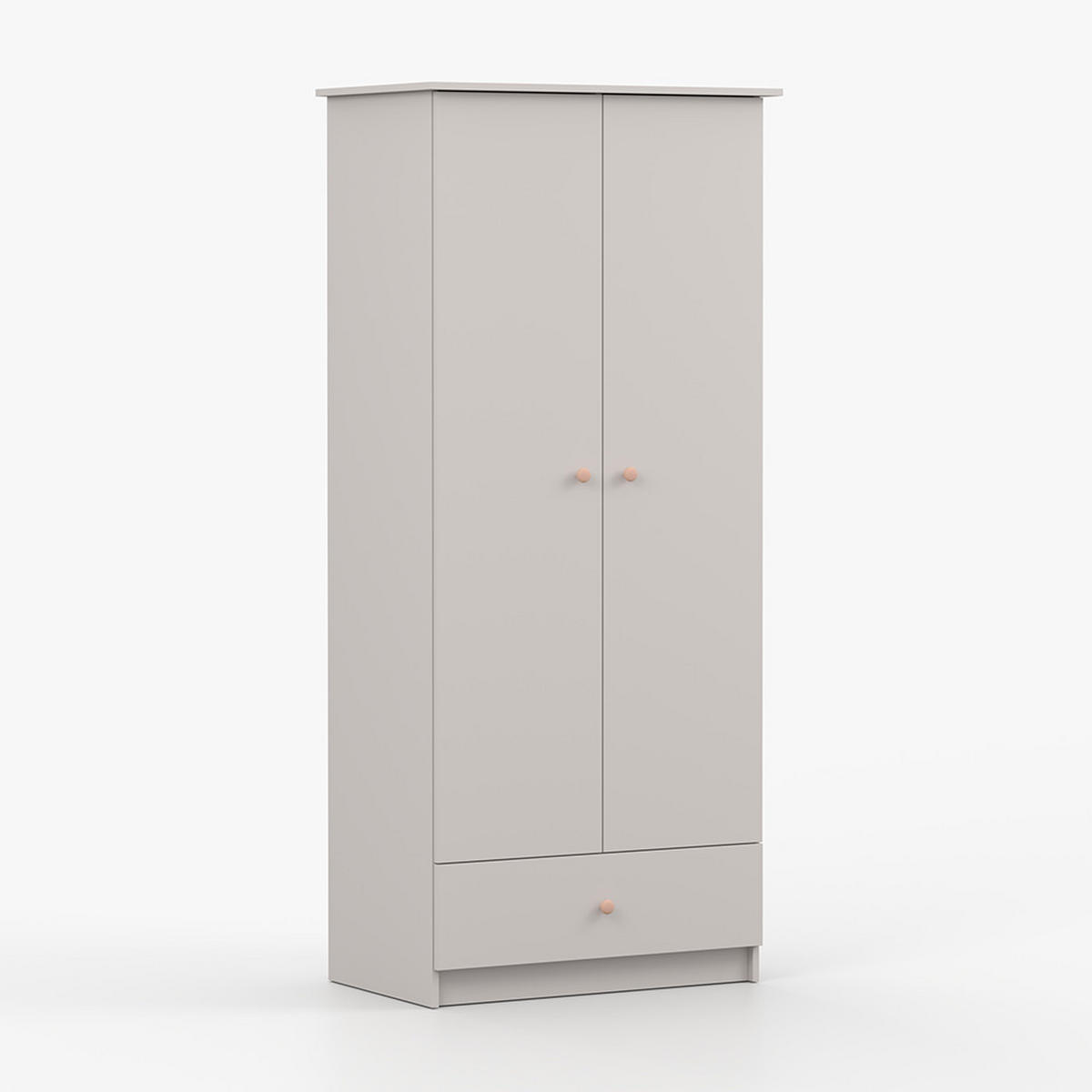 DREHTÜRENSCHRANK 85,5/193/53 cm 2-türig Olaf II Kaschmir + rosa Griffe - Kaschmir/Rosa, Holzwerkstoff/Metall (85.5/193/53cm) - imoebel24
